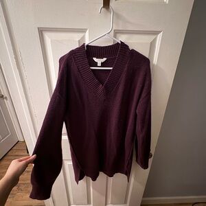 Time and Tru Women's V-Neck Sweater in Deep Purple